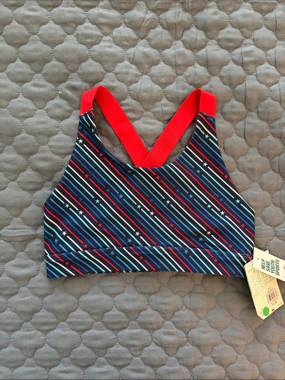 NWT DSG Kids Striped Star Sports Sports Bra size M